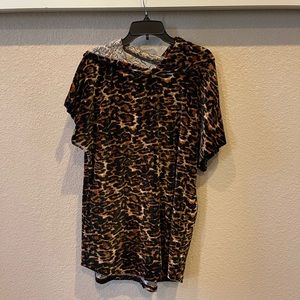 Elliott & Vinr 1X hooded leopard print tunic EUC